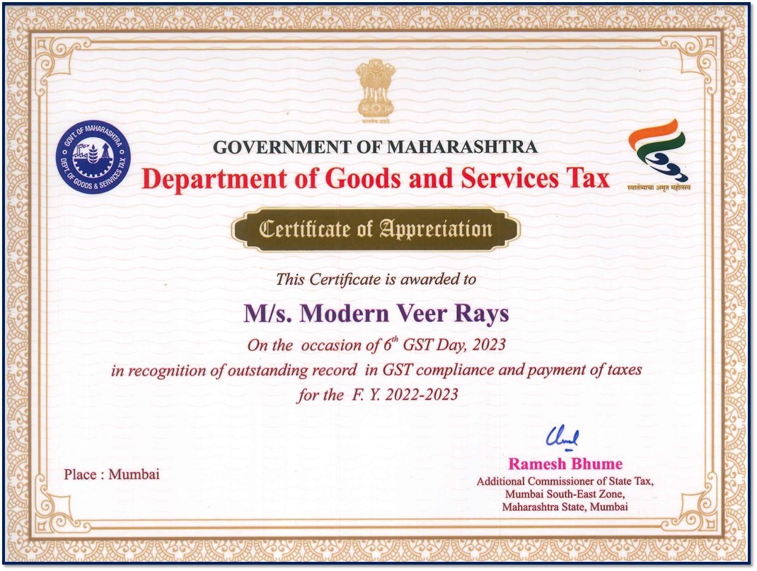 Best Tax Payer Award From Government Of Maharashtra